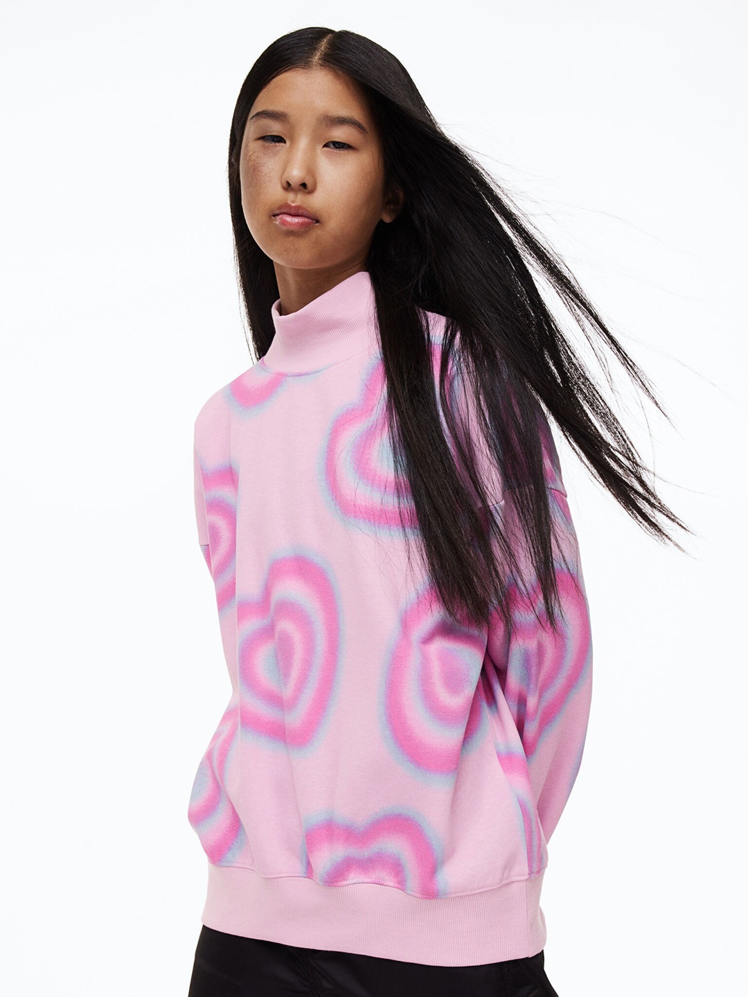 

H&M Girls Oversized Turtleneck Sweatshirt, Multi