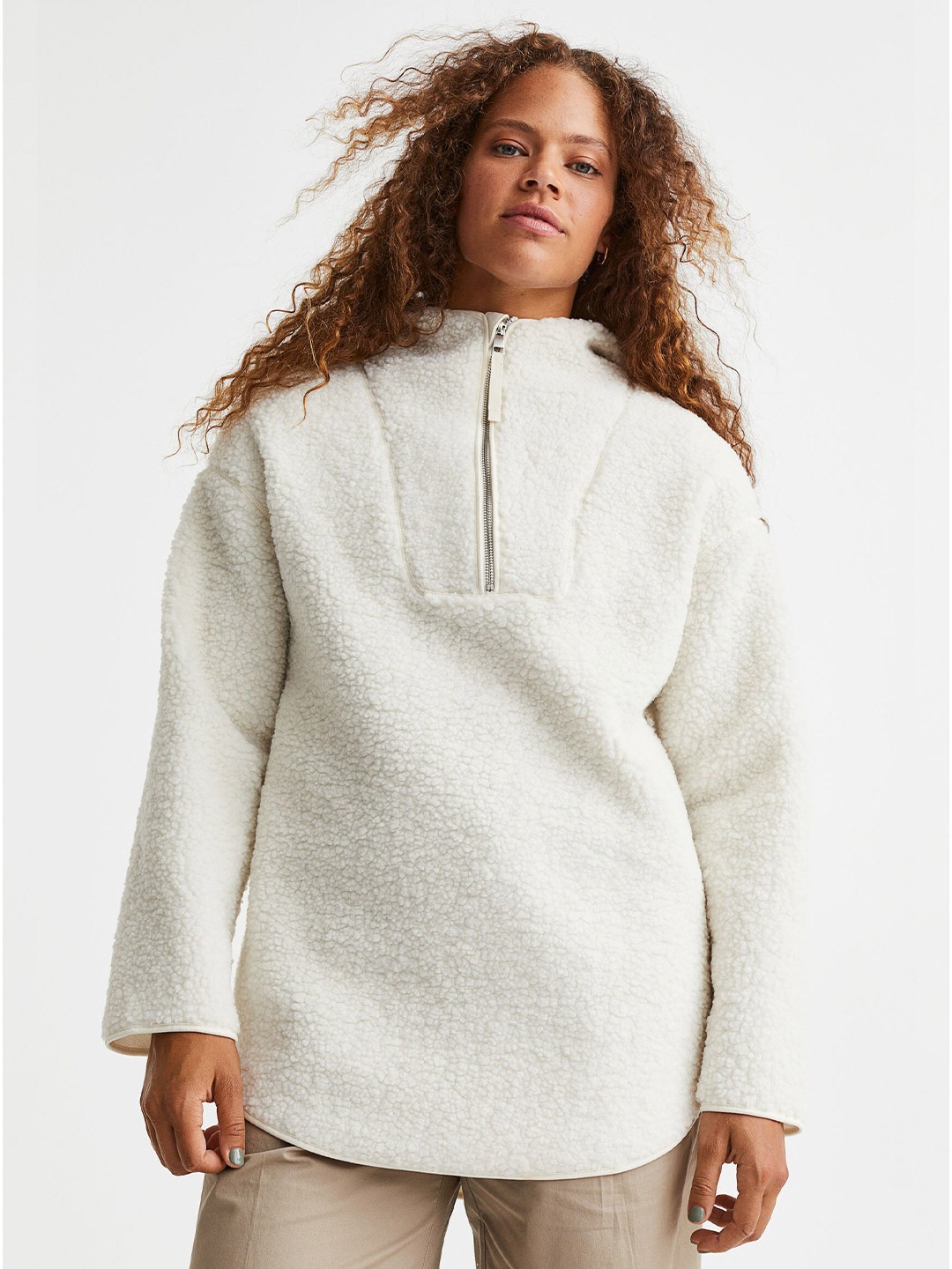 

H&M Women Oversized Fleece Hoodie, White