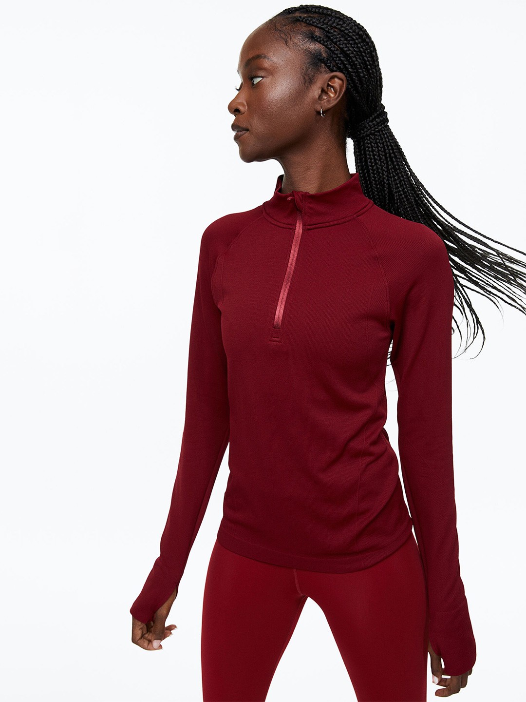 

H&M Women Ribbed Seamless Sports Top, Red