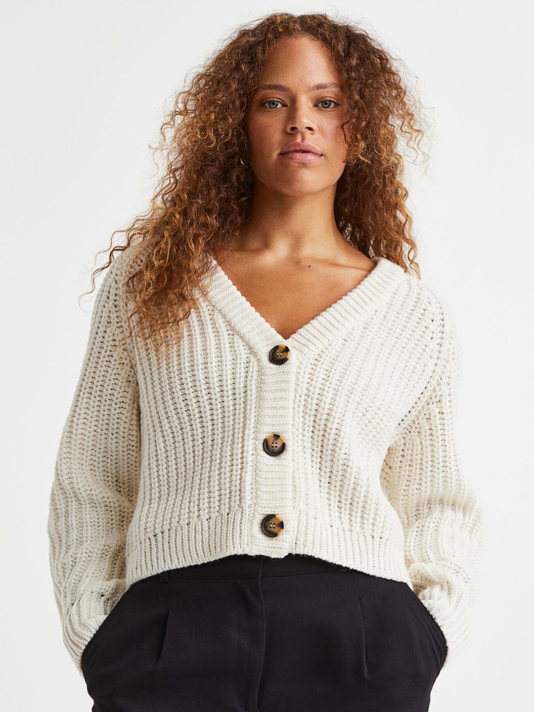 

H&M Cable Knit Cardigan, White