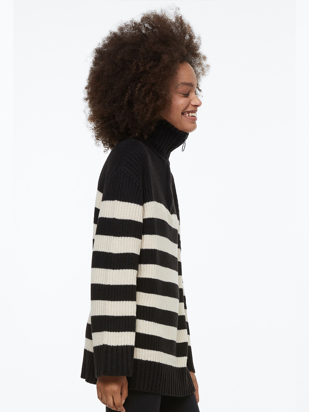 

H&M Women Zip-top rib-knit jumper, Black