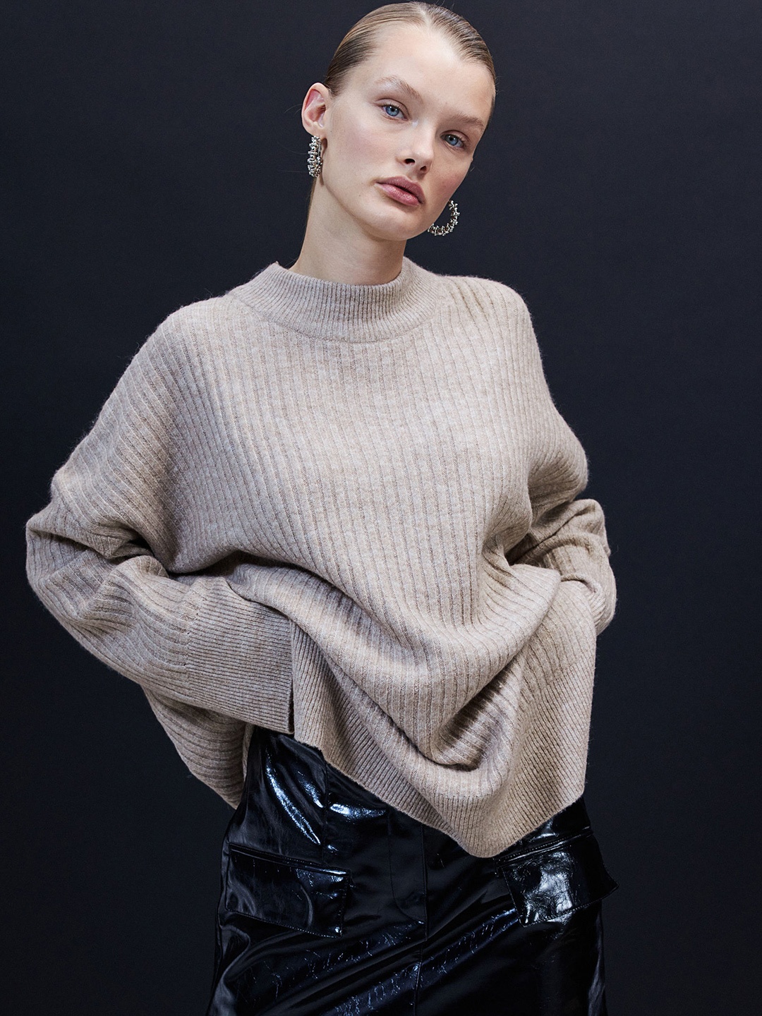 

H&M Women Rib-Knit Jumper, Beige