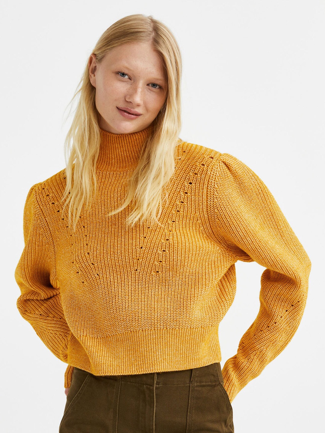 

H&M Women Rib-knit turtleneck jumper, Yellow