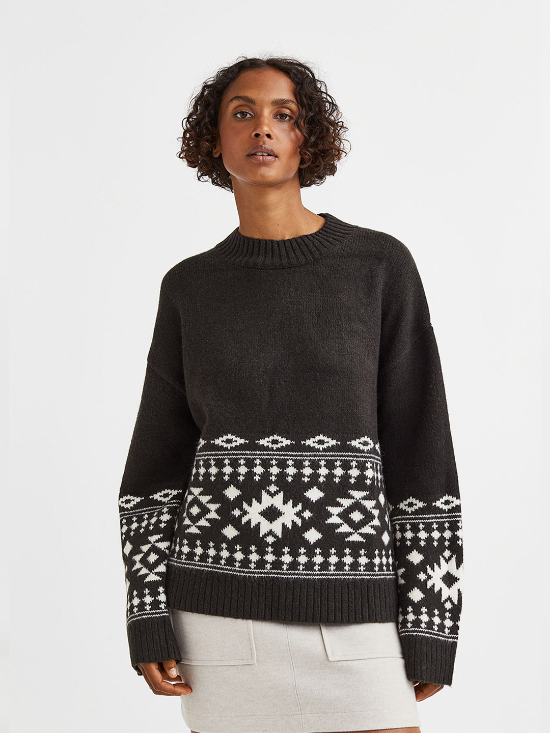 

H&M Women Jacquard-knit jumper, Black