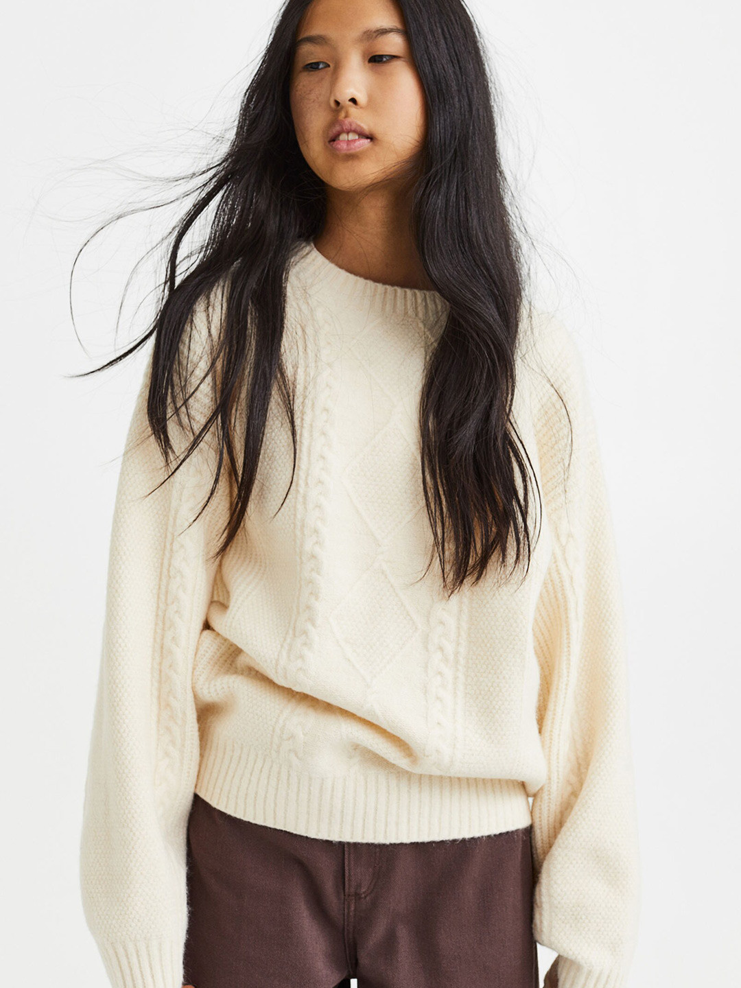 

H&M Girls Jacquard-Knit Jumper, Beige