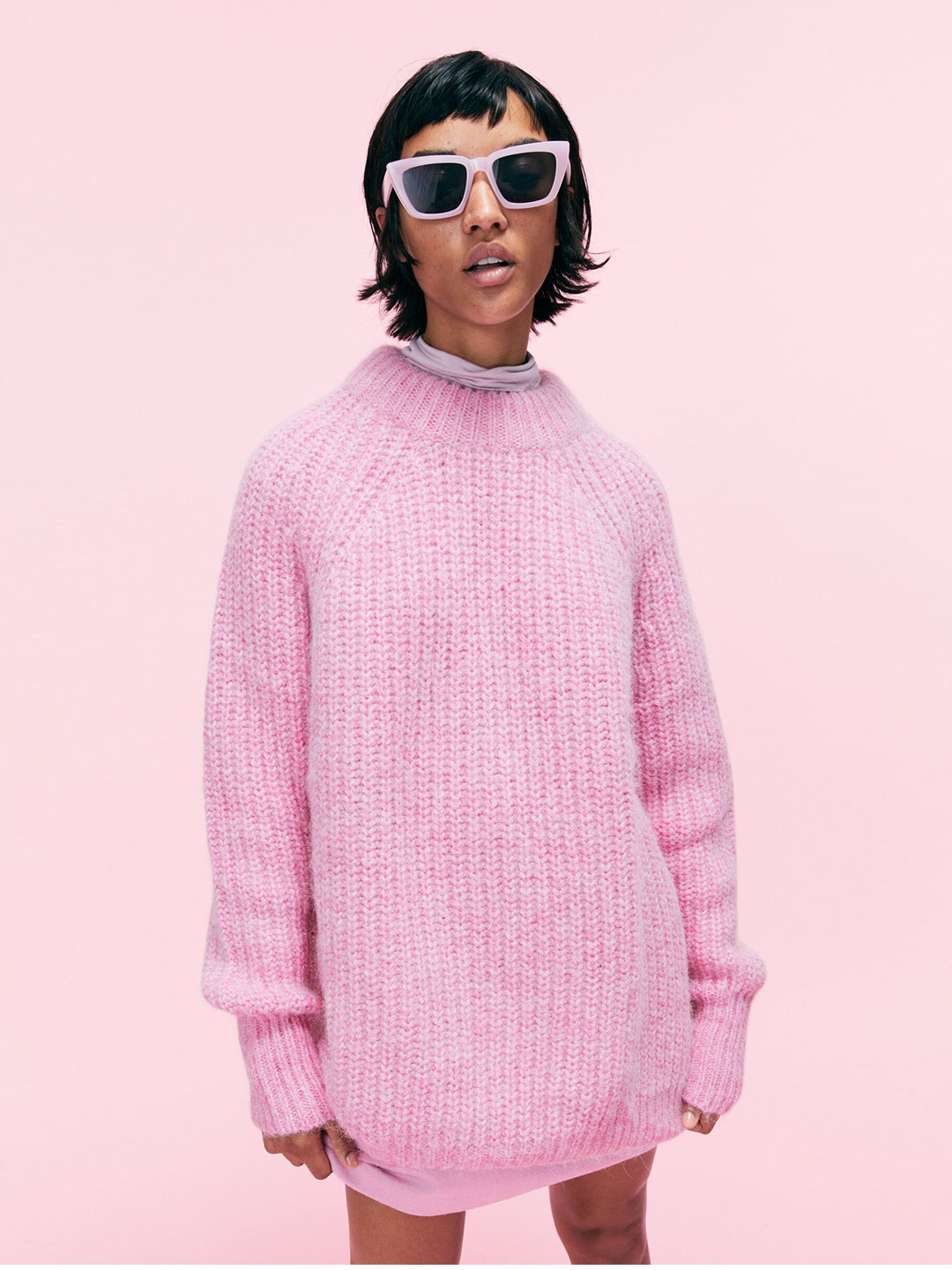 

H&M Women Wool-blend rib-knit jumper, Pink
