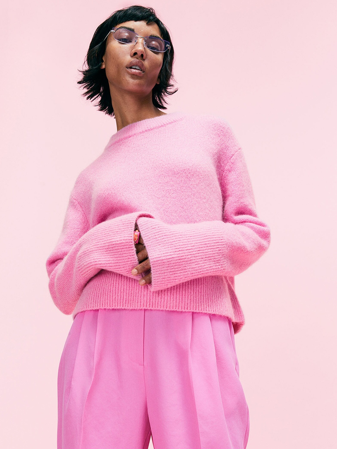 

H&M Women Mohair-Blend Fine-Knit Jumper, Pink