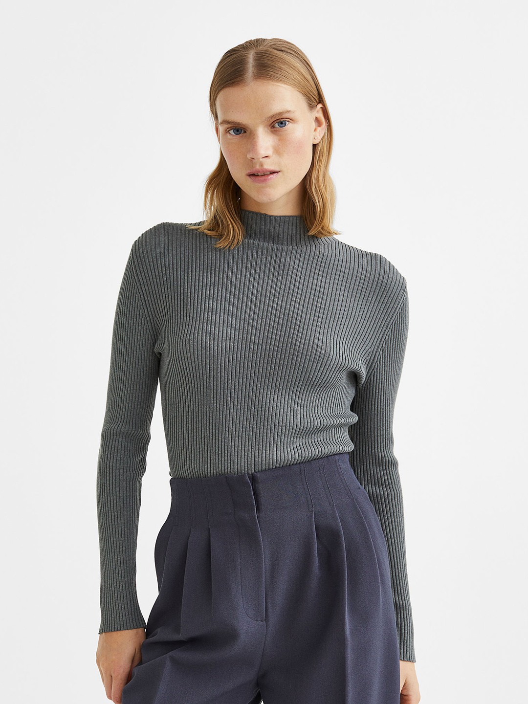 

H&M Women Rib-Knit Jumper, Green