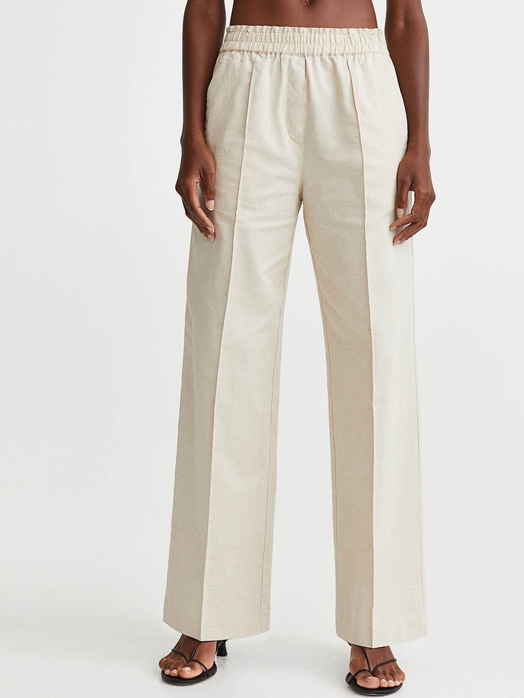 

H&M Woman Linen-blend trousers, Beige