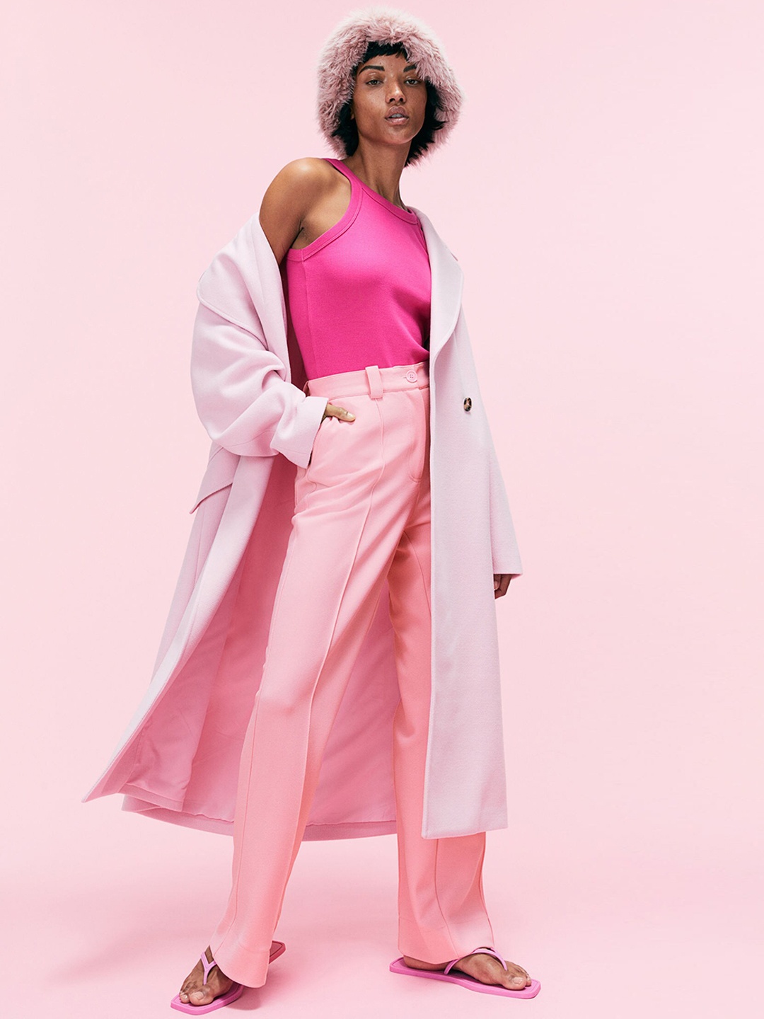 

H&M Women High-Rise Trousers, Pink