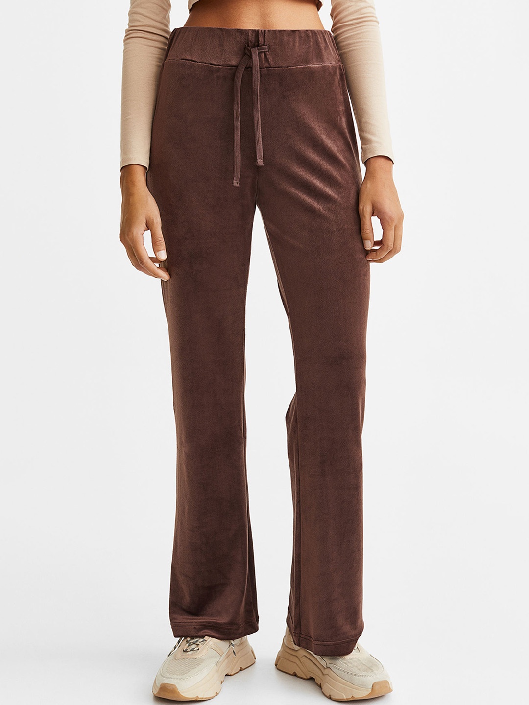 

H&M Woman Velour trousers, Brown