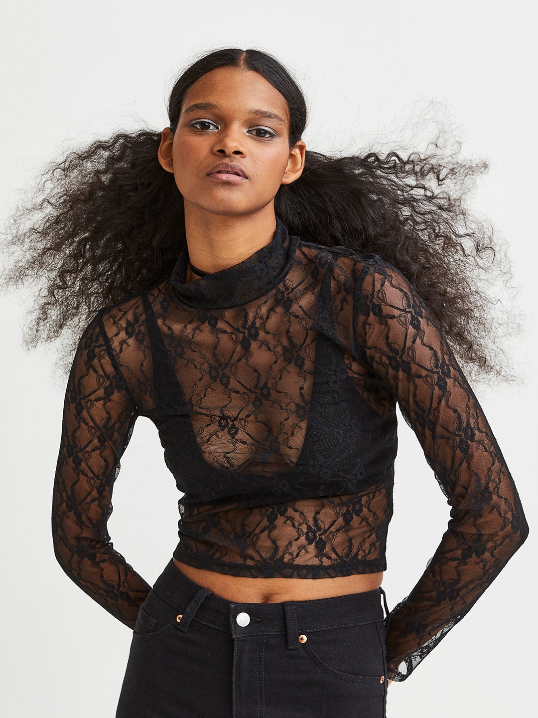 

H&M Women Long-Sleeved Top, Black