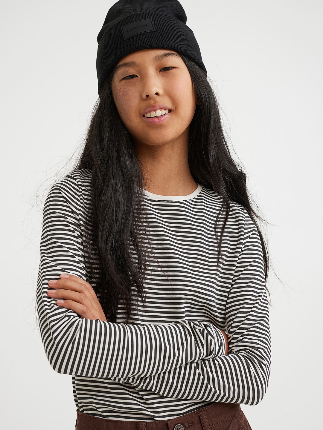 

H&M Girls Cotton Jersey Top, Black