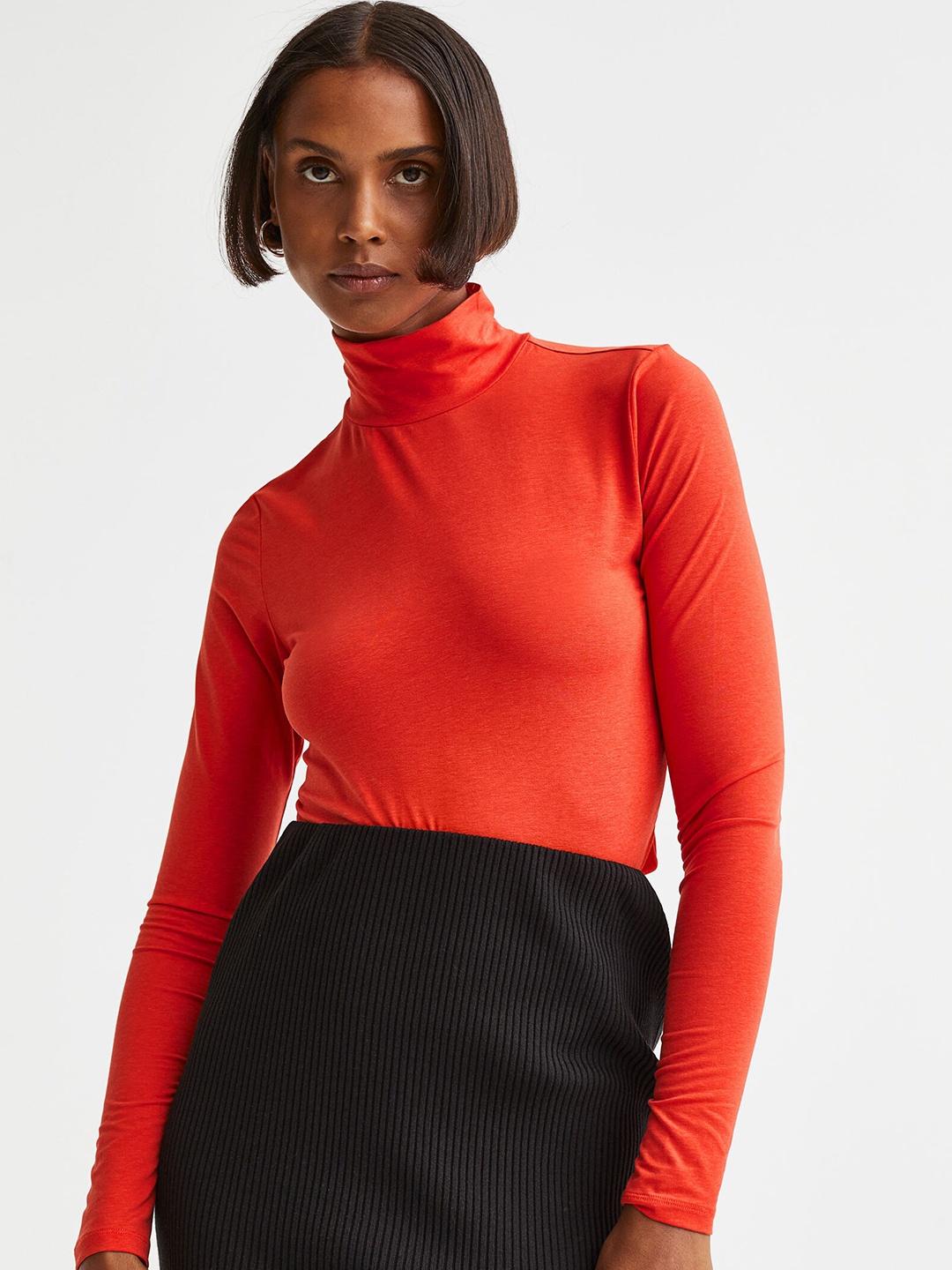

H&M Women Turtleneck Top, Orange