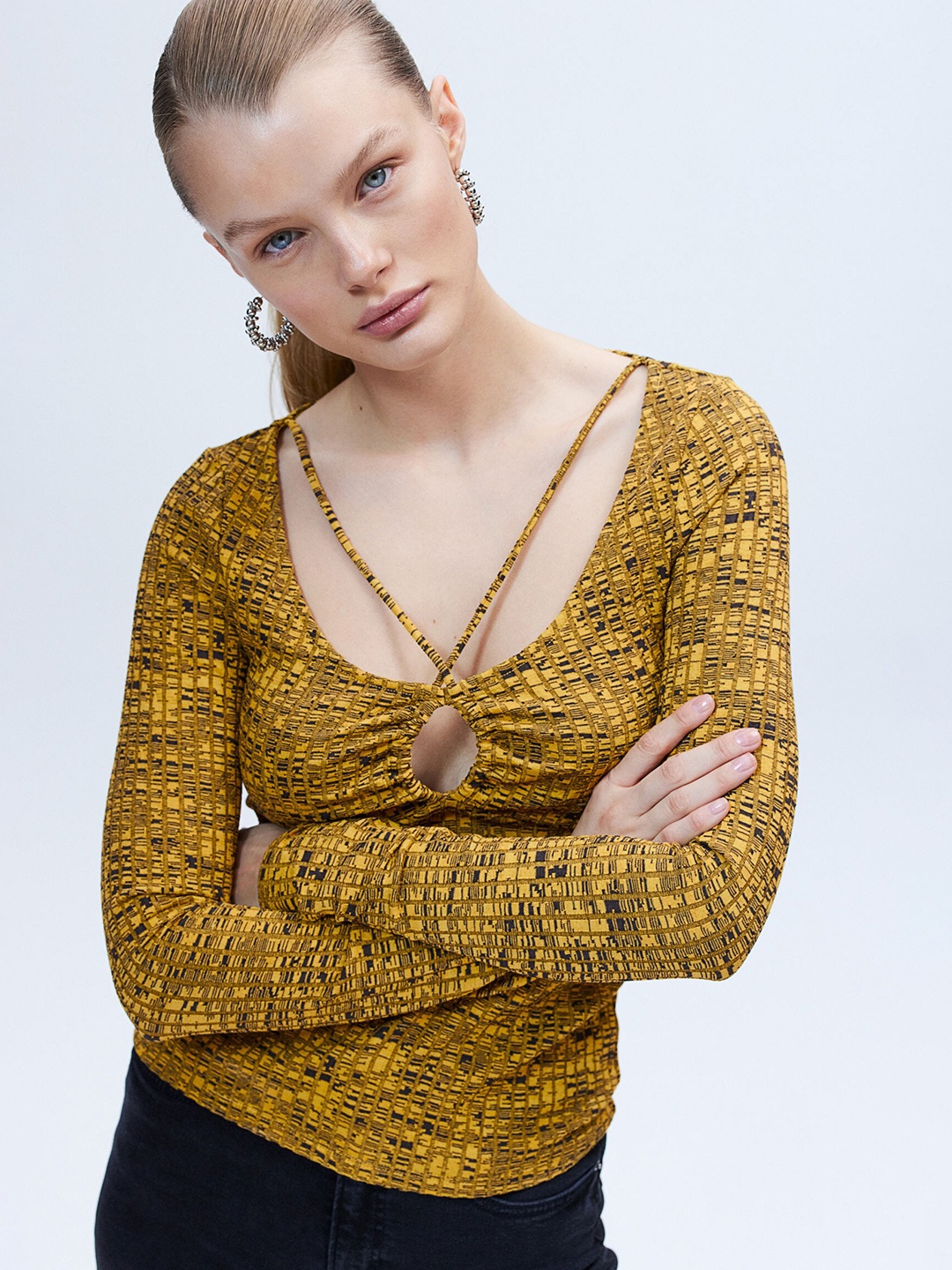 

H&M Women Self Design Printed Top, Multi