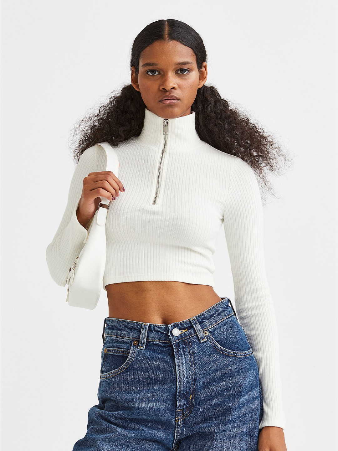 

H&M Women Solid Crop Top, White