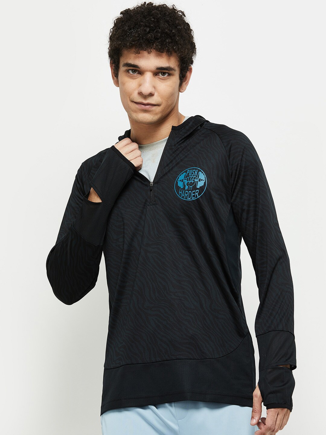 

max Men Black Printed T-shirt