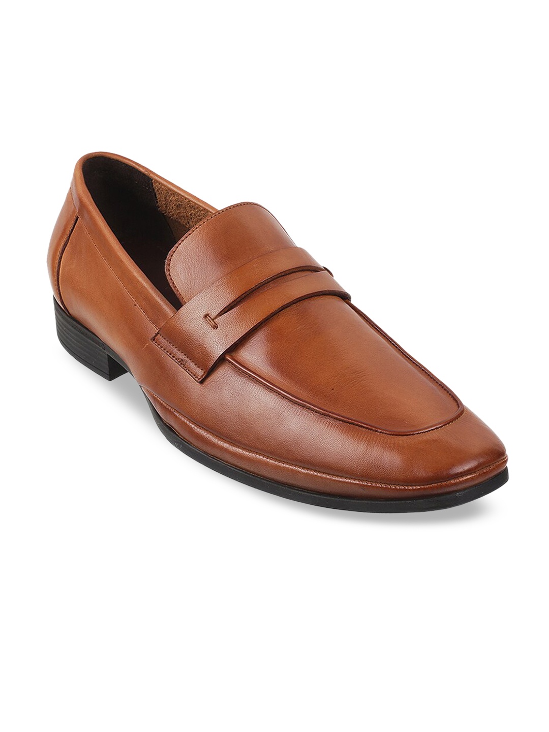 

Metro Men Tan Solid Leather Formal Loafers