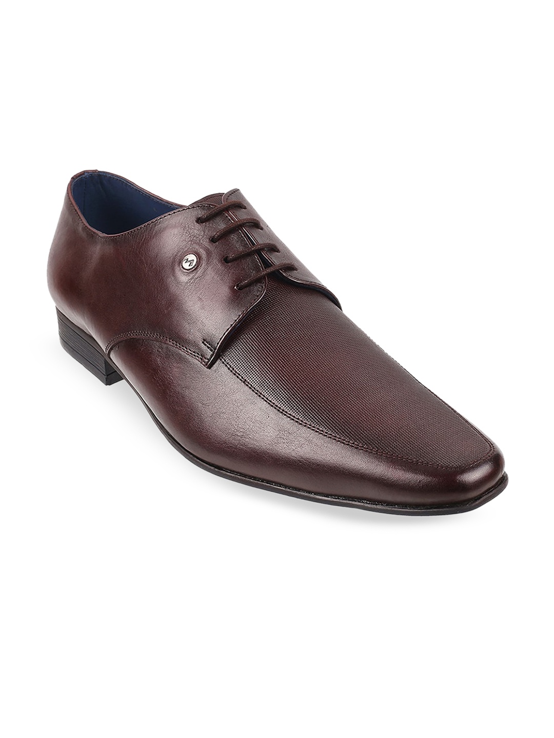 

Metro Men Maroon Solid Leather Formal Derby Shoes