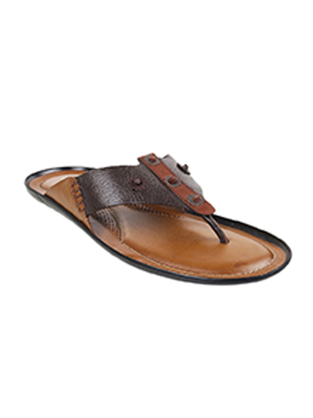 

Mochi Men Brown & Tan Leather Comfort Sandals