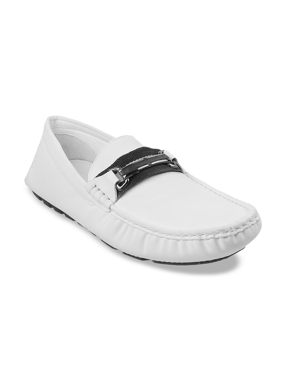 

Mochi Men White Solid Synthetic Loafers Casual Shoe