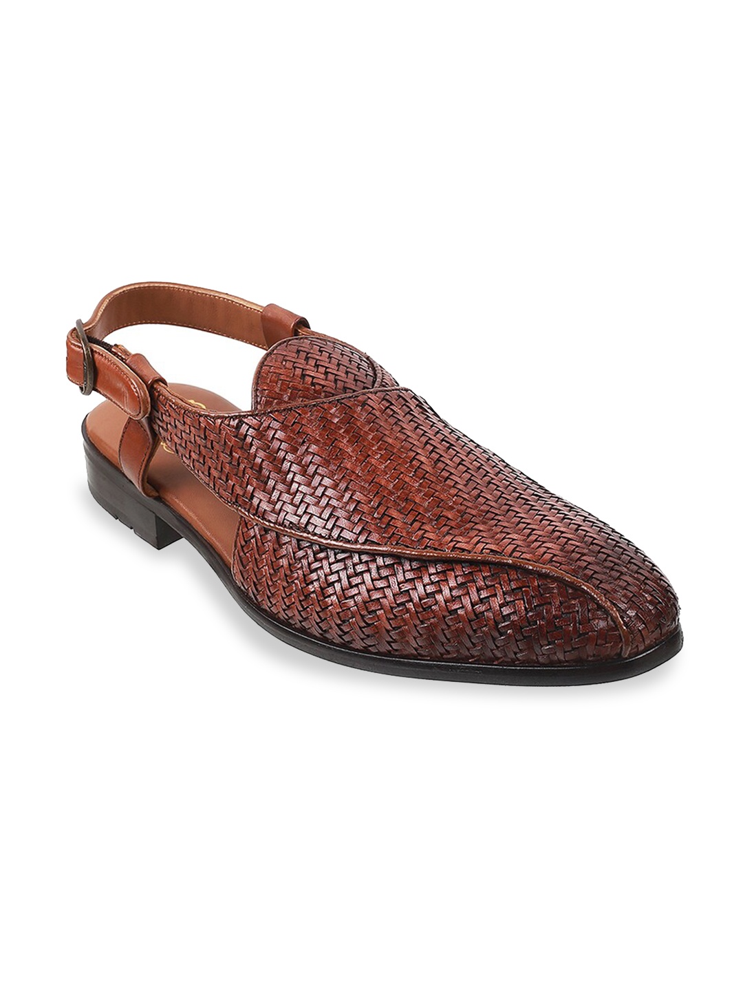 

DAVINCHI Men Tan Leather Shoe-Style Sandals