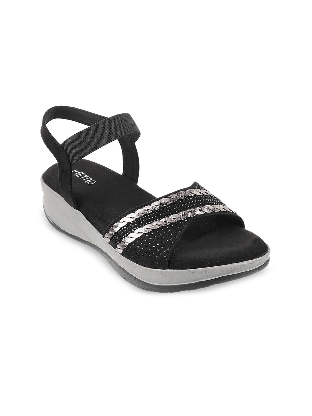 

Metro Women Black Open Toe Flats