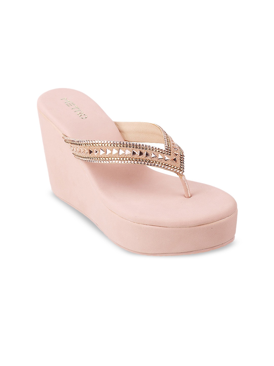 

Metro Pink Embellished Wedge Heels
