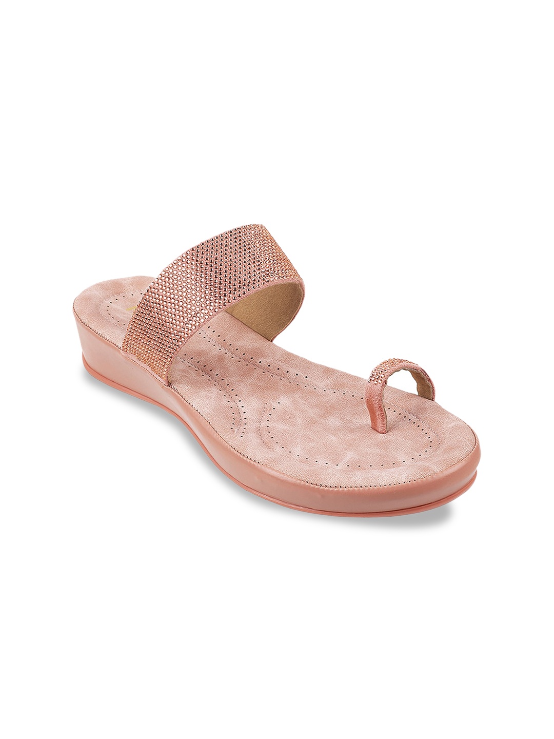 

Metro Women Peach-Coloured Textured One Toe Flats