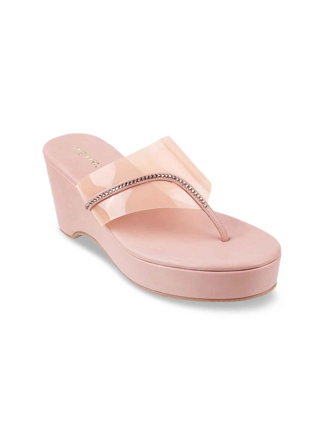 

Metro Women Peach Embellished Wedge Heel