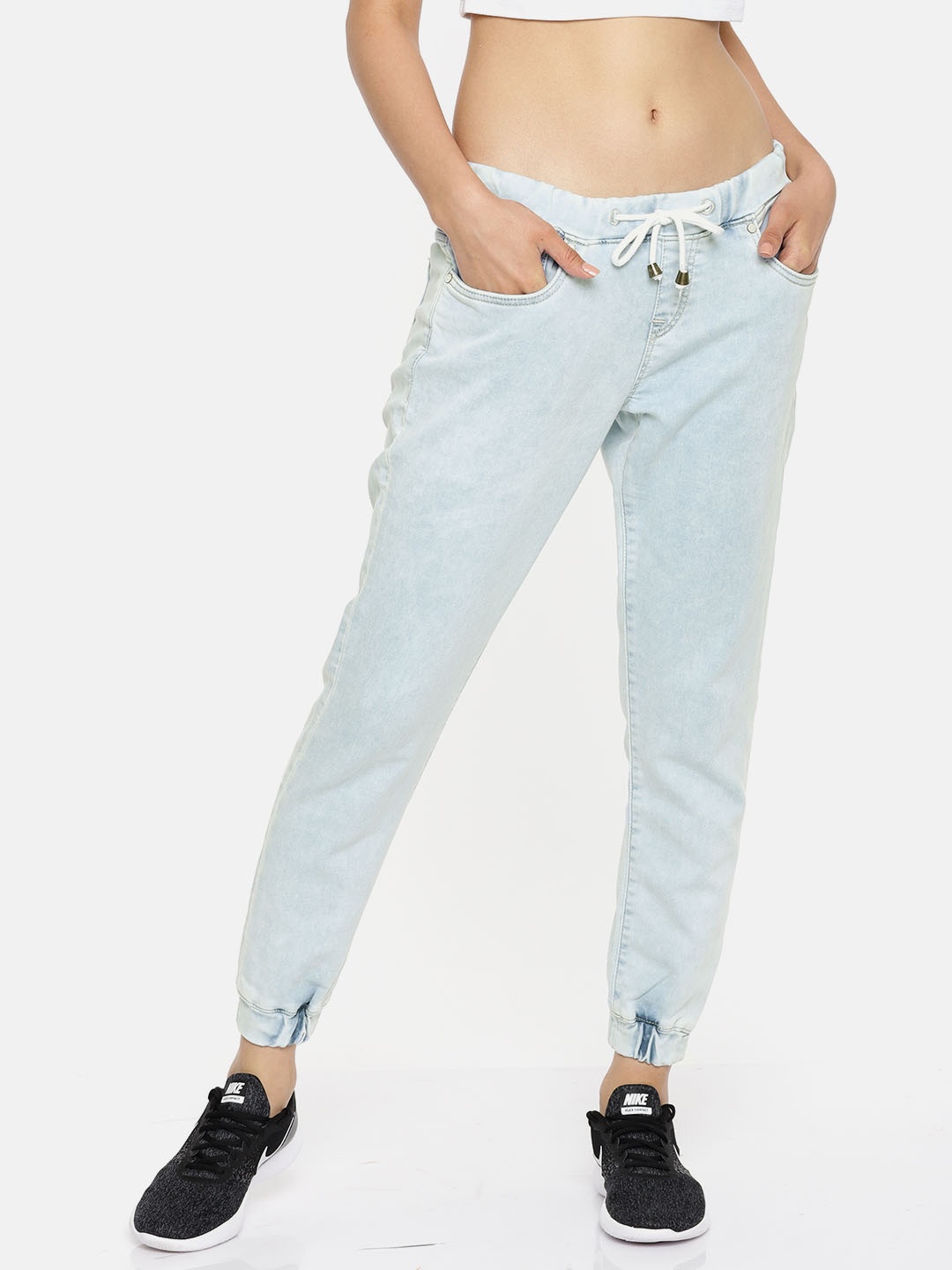 

U.S. Polo Assn. Women Blue Regular Fit Low-Rise Clean Look Stretchable Jogger Jeans
