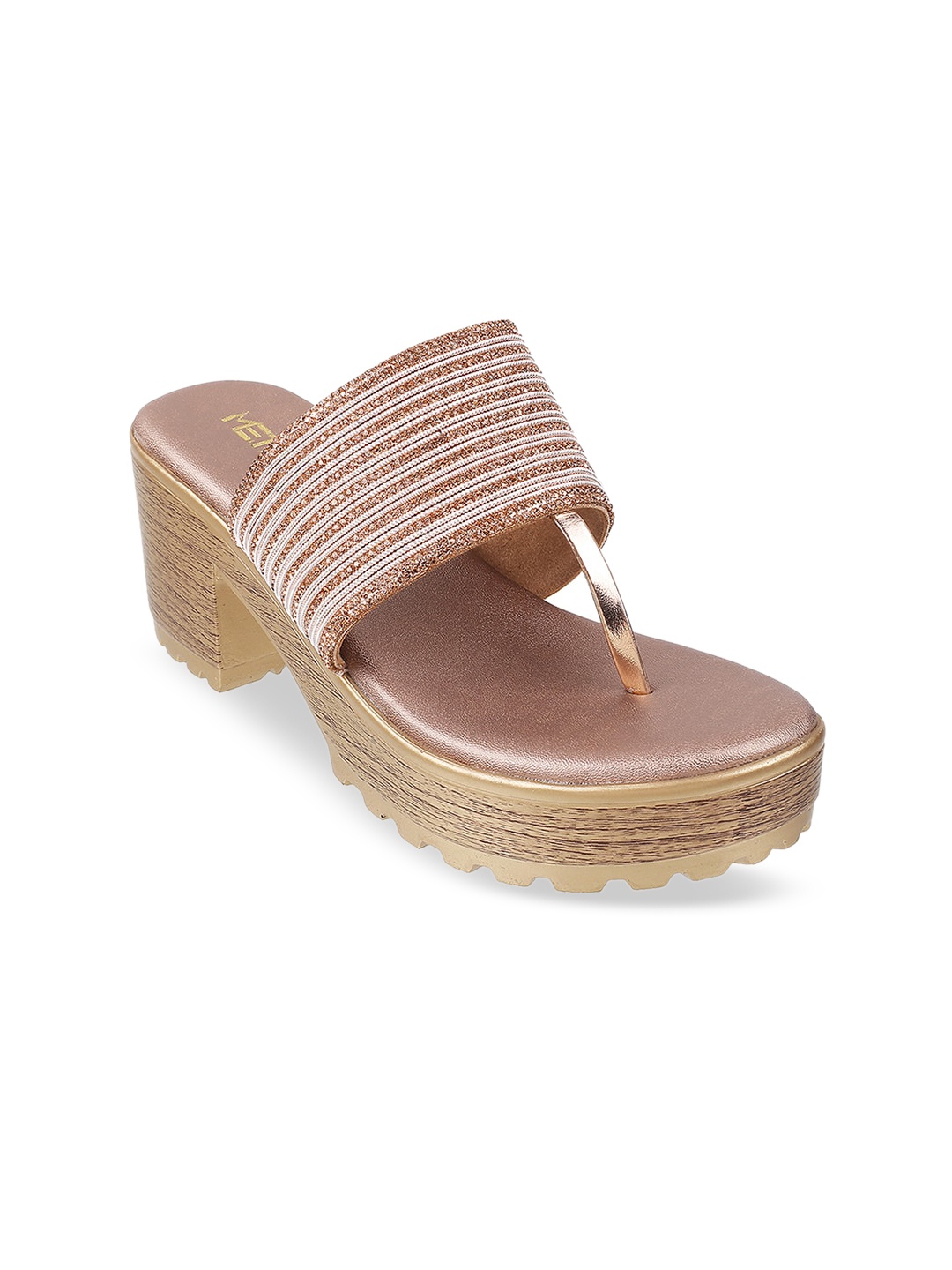 

Metro Women Rose Gold Coloured Embellished Ethnic Wedge Heels