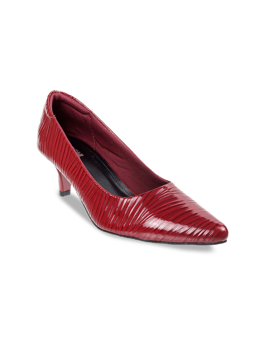

Mochi Women Maroon Textured Synthetic Slim Pumps