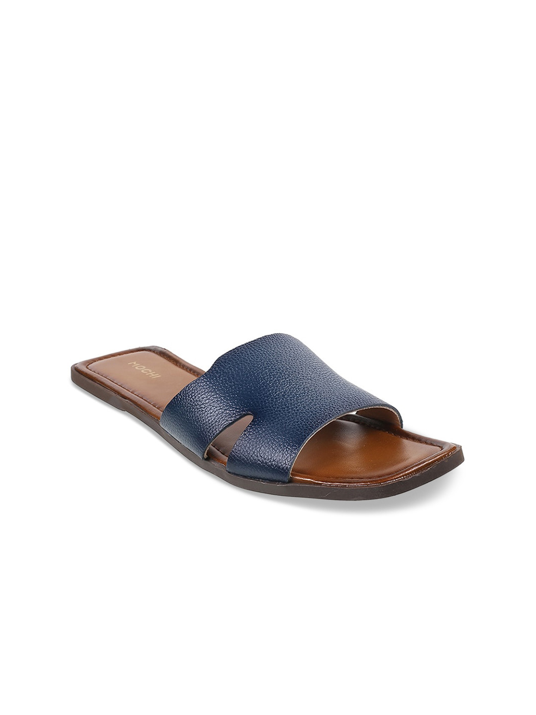 

Mochi Women Blue Textured Open Toe Flats
