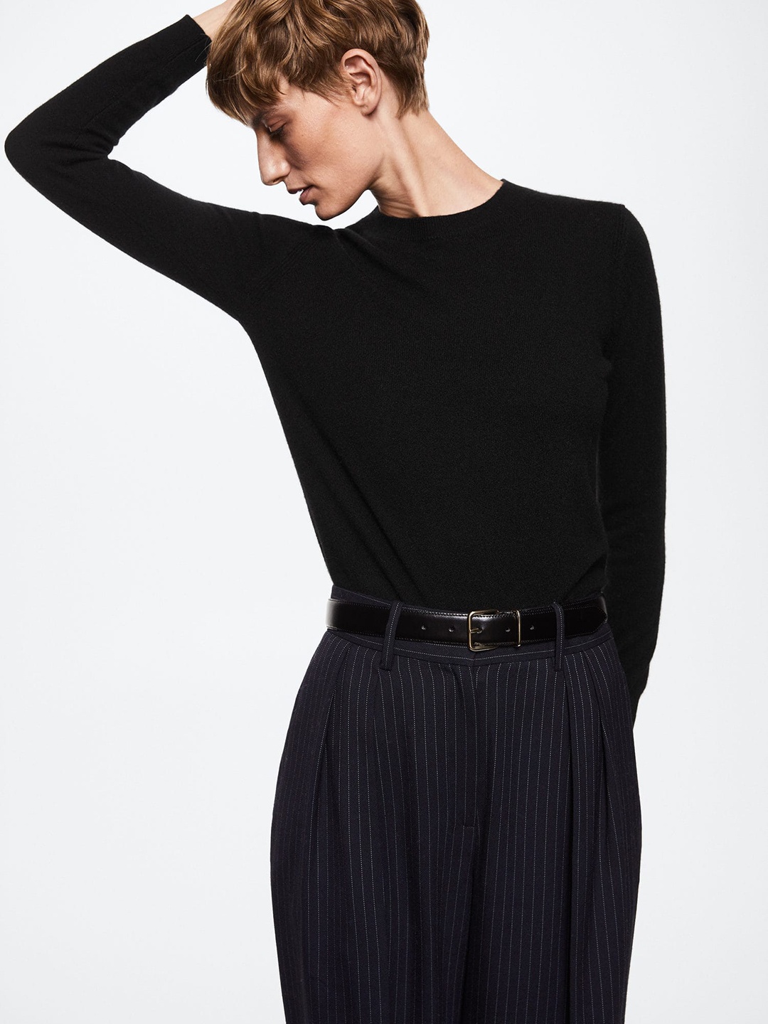

MANGO Women Black Cashmere Solid Pullover