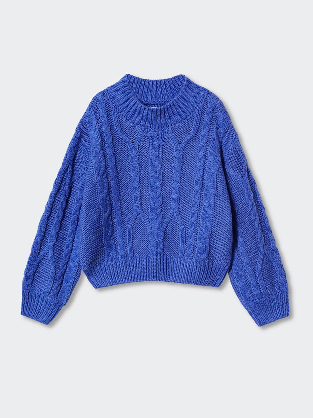 

Mango Kids Girls Self Design Cable Knit Sustainable Pullover, Blue