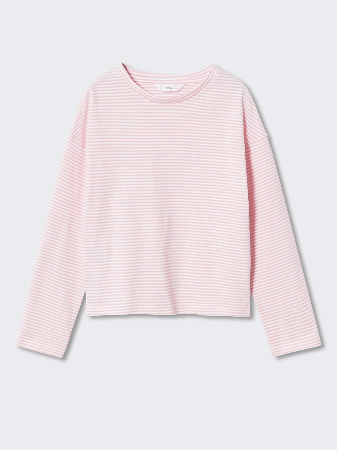 

Mango Kids Girls Striped Sustainable Pure Cotton T-shirt, Pink