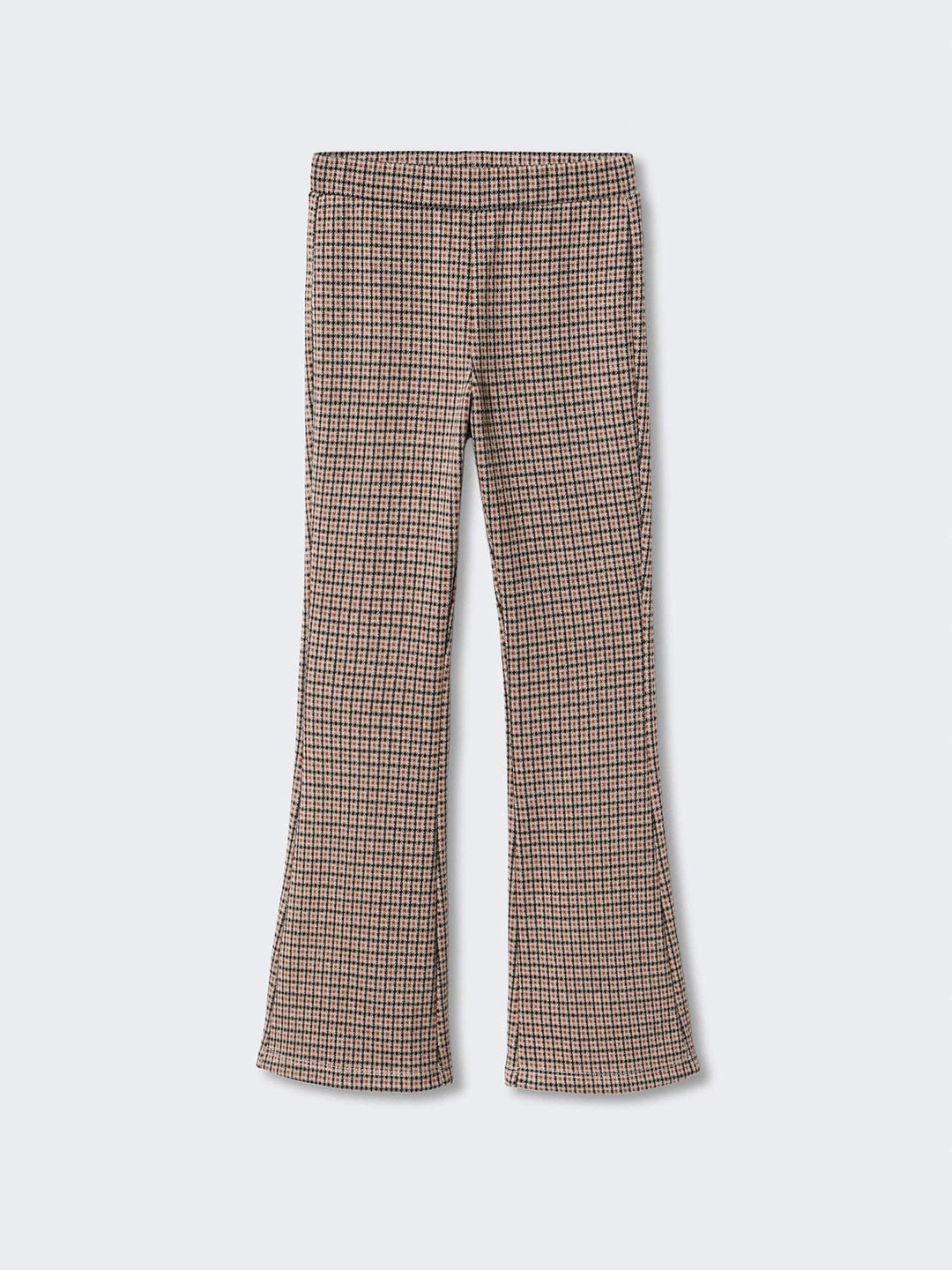 

Mango Kids Girls Checked Woven Sustainable Flared Trousers, Brown