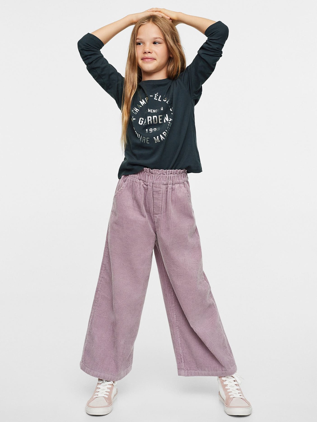 

Mango Kids Girls Pure Cotton RegularTrousers, Lavender