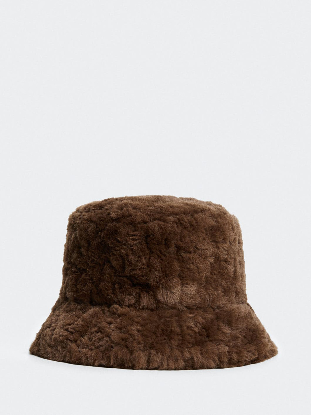 

MANGO Women Faux Fur Bucket Hat, Coffee brown