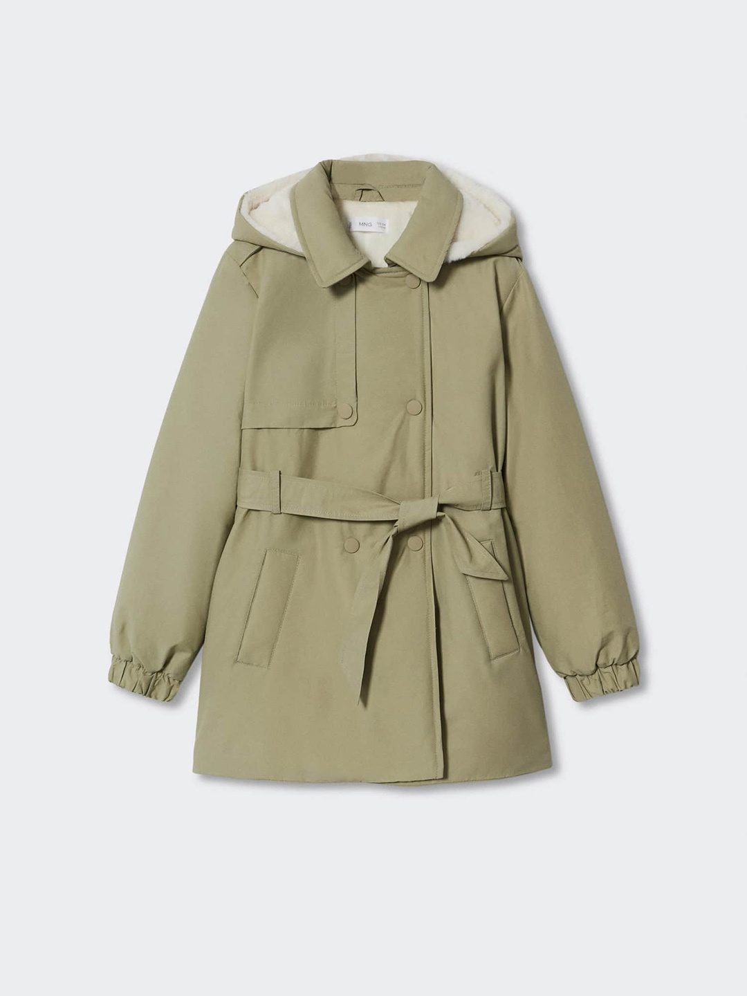 

Mango Kids Girls Longline Sustainable Padded Jacket, Olive