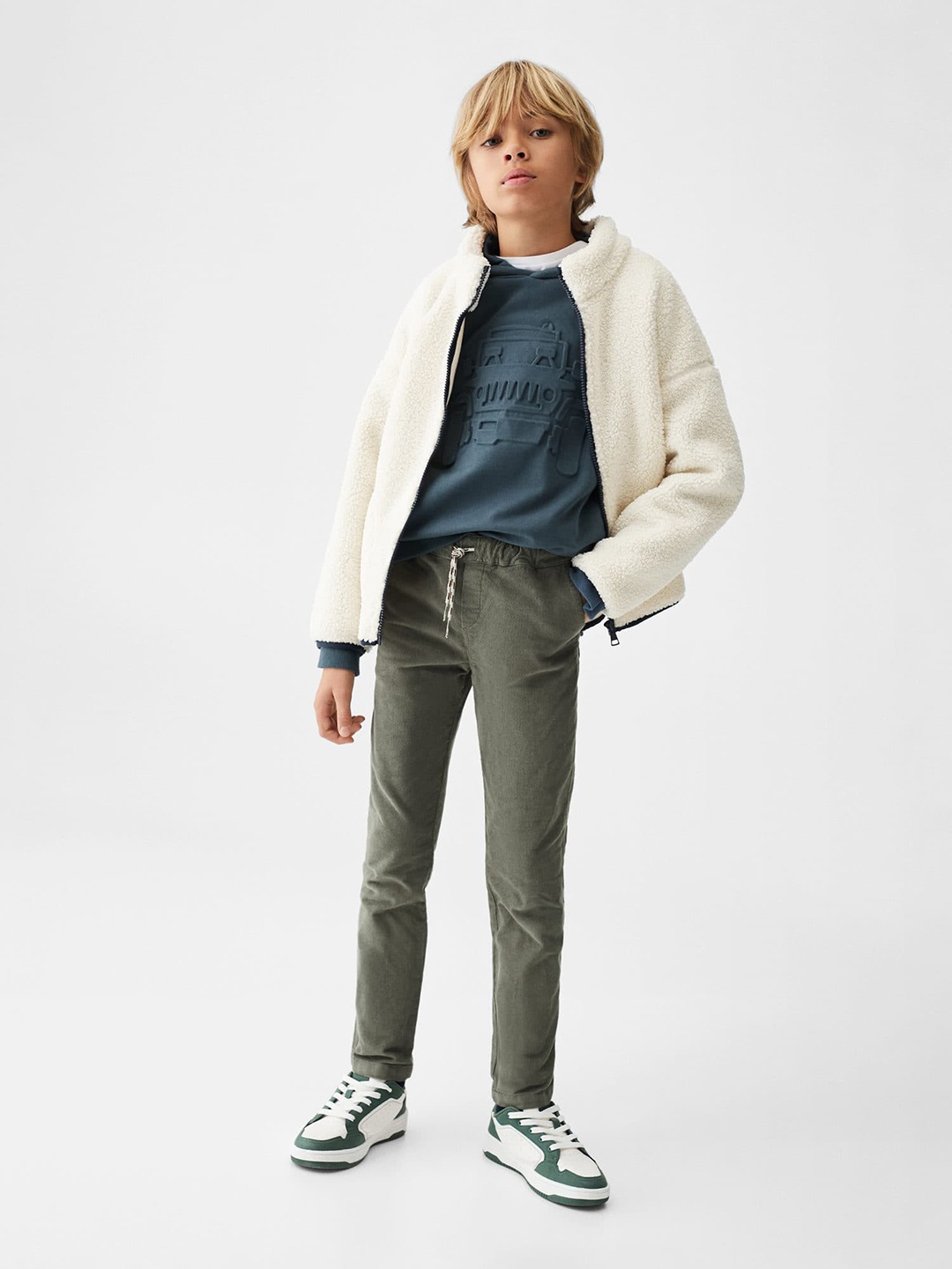 

Mango Kids Boys Regular Trousers, Green