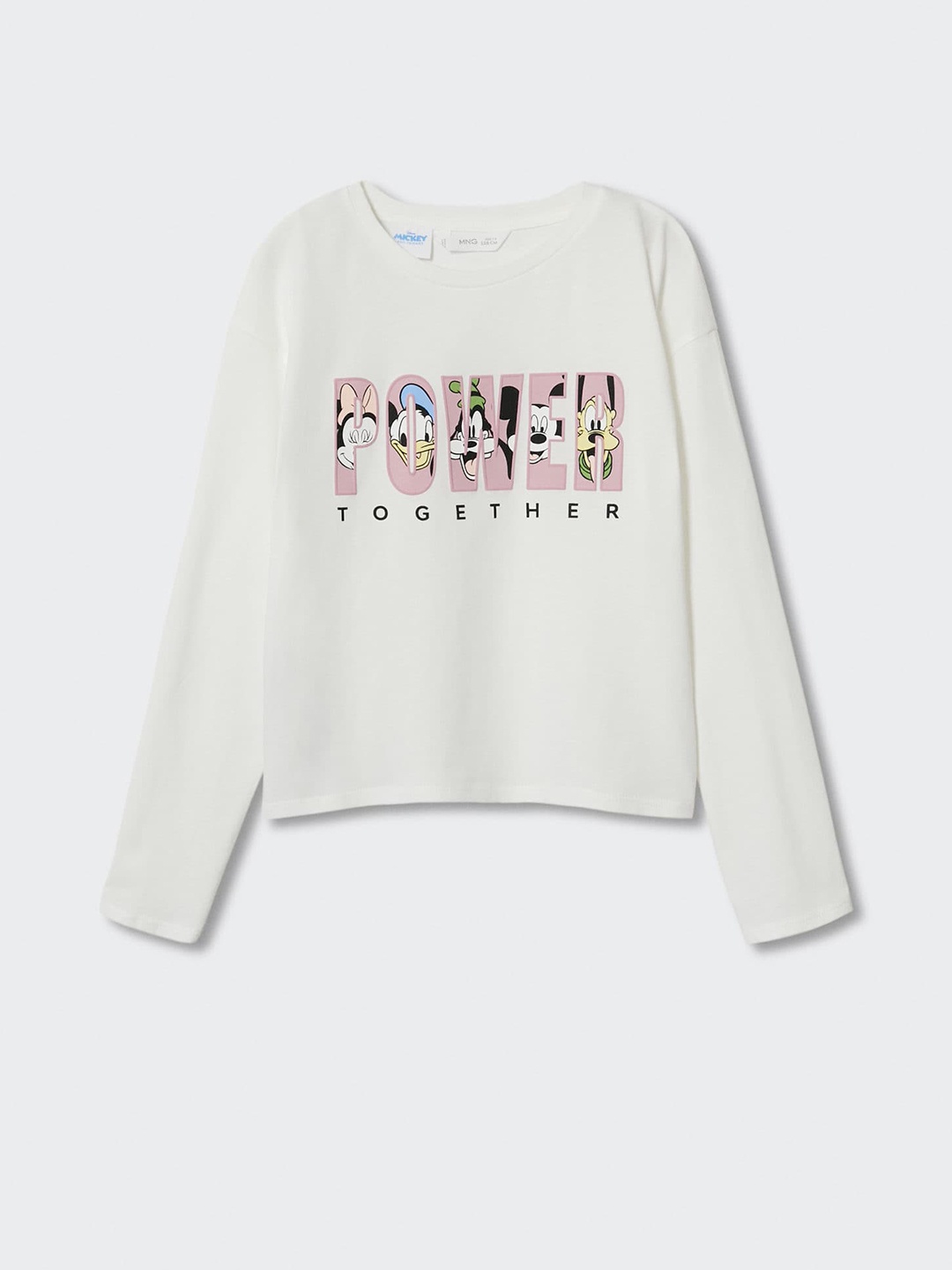

Mango Kids Girls Mickey Mouse Print Pure Cotton T-shirt, White