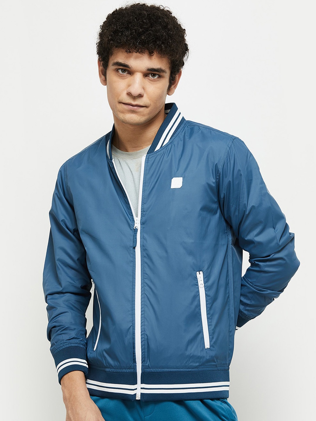 

max Men Blue Varsity Jacket
