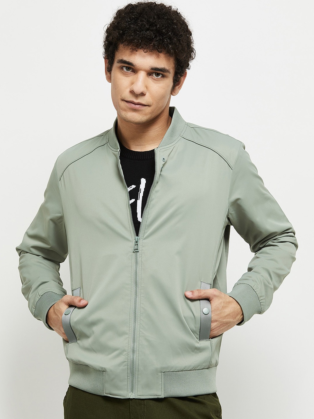 

max Men Green Bomber Jacket