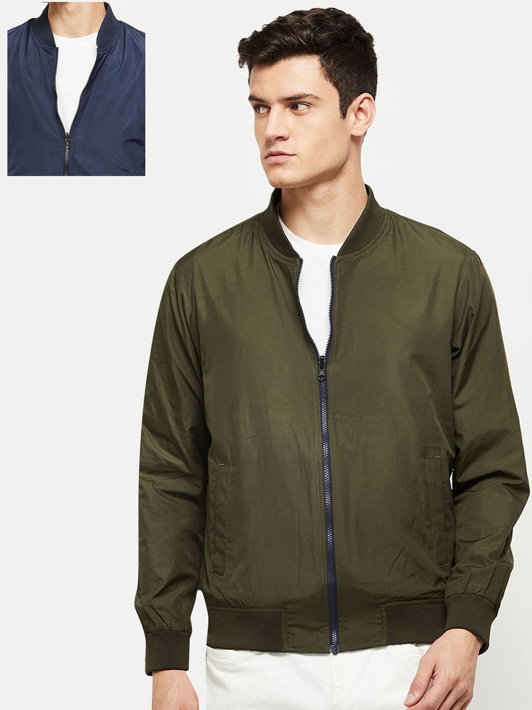 

max Men Blue Bomber Jacket