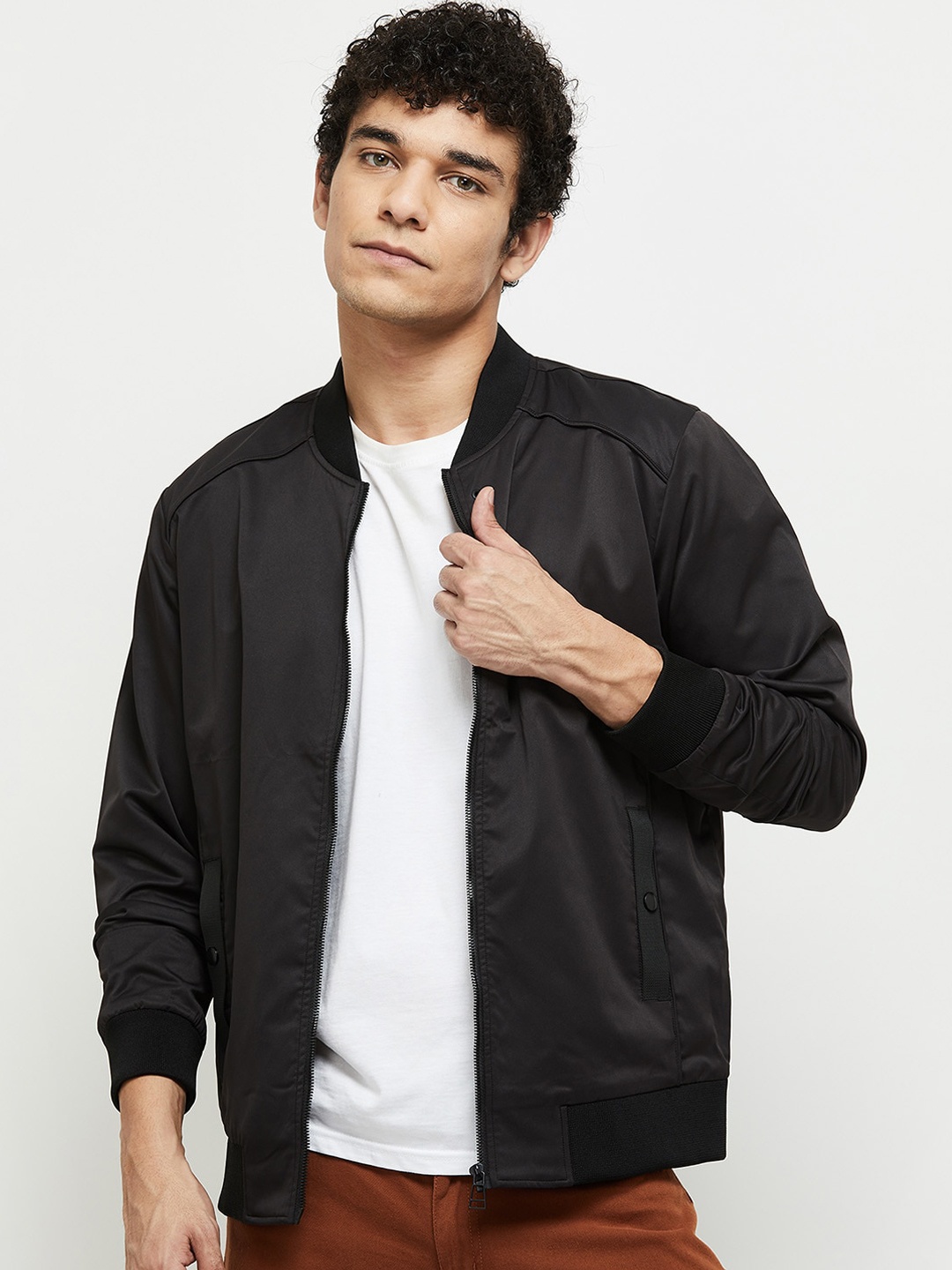 

max Men Black Bomber Jacket