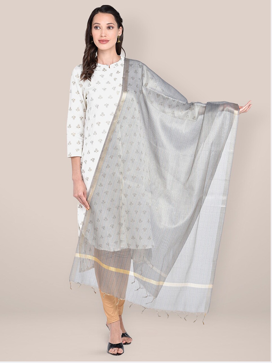 

Dupatta Bazaar Women Silver-Toned & Gold-Toned solid Dupatta