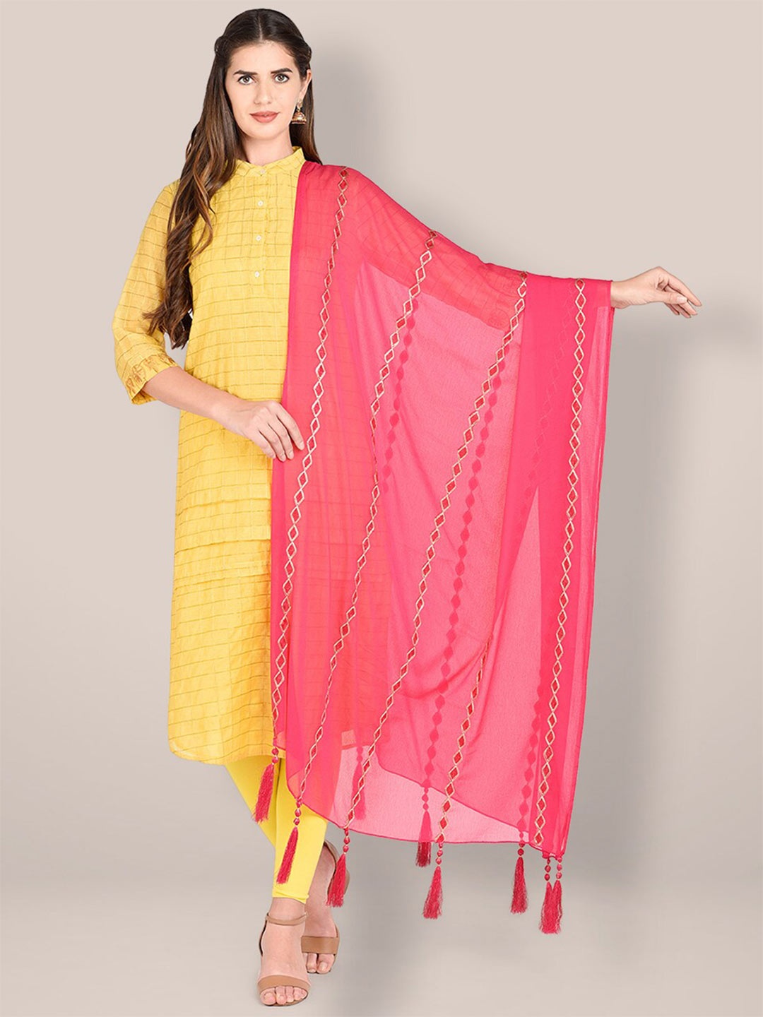 

Dupatta Bazaar Pink Embroidered Chiffon Dupatta