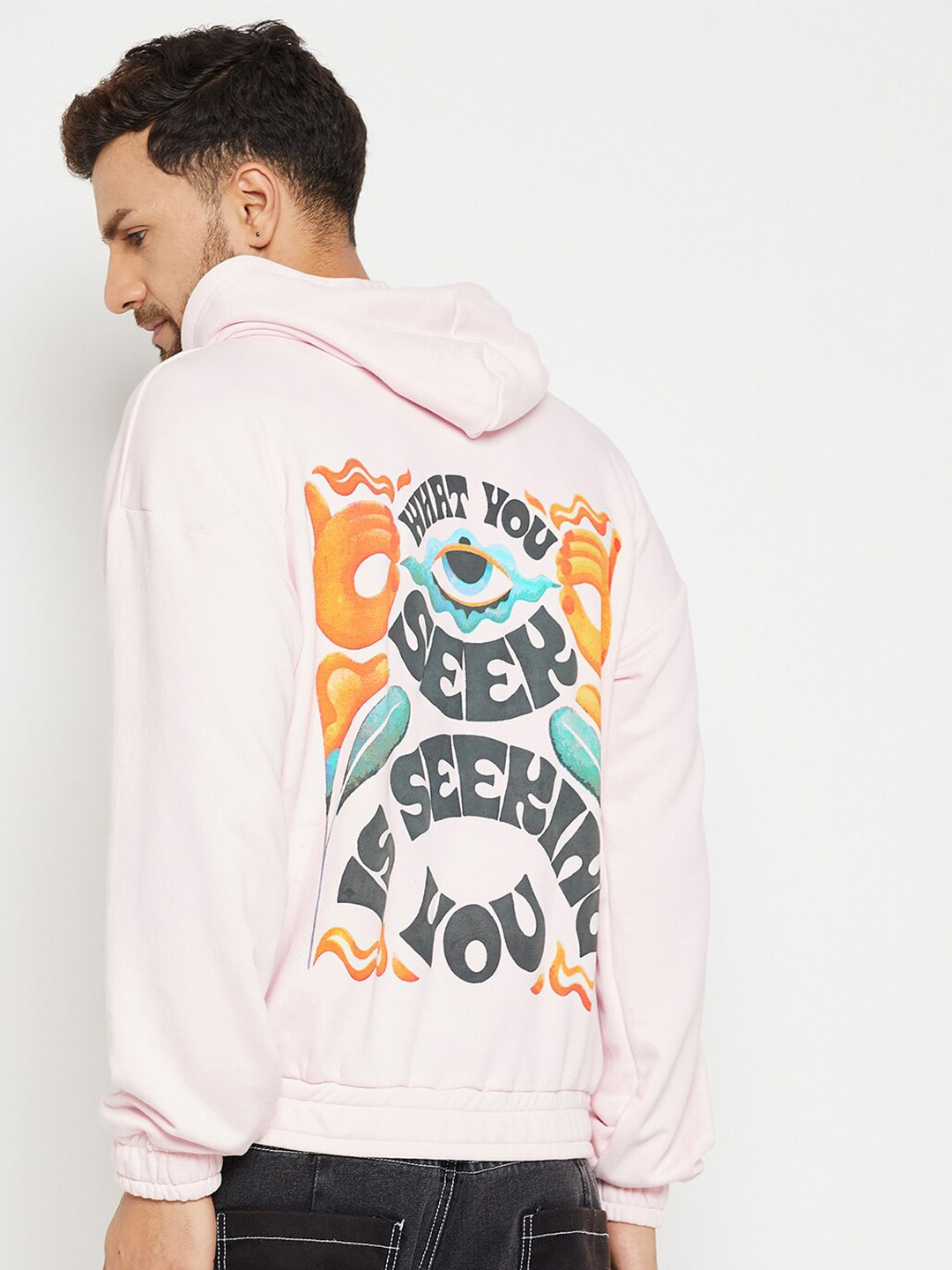 

FUGAZEE Men Pink Printed Hooded Sweatshirt